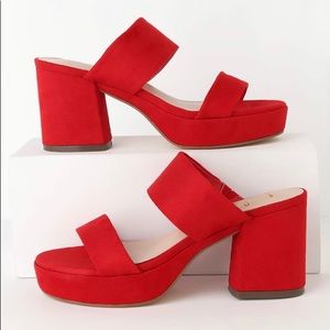 Clara Red Platform Mules